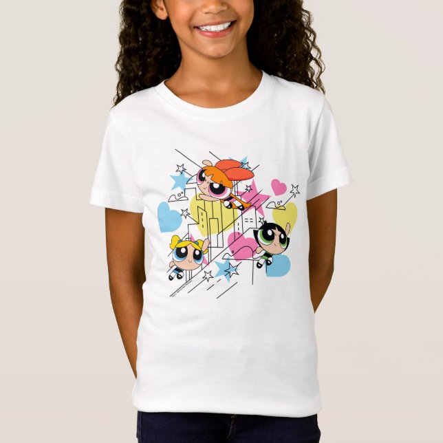Powerpuff Girls Townsville Pattern T-Shirt (Front)