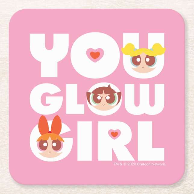 Powerpuff Girls: You Glow Girl Square Paper Coaster (Front)