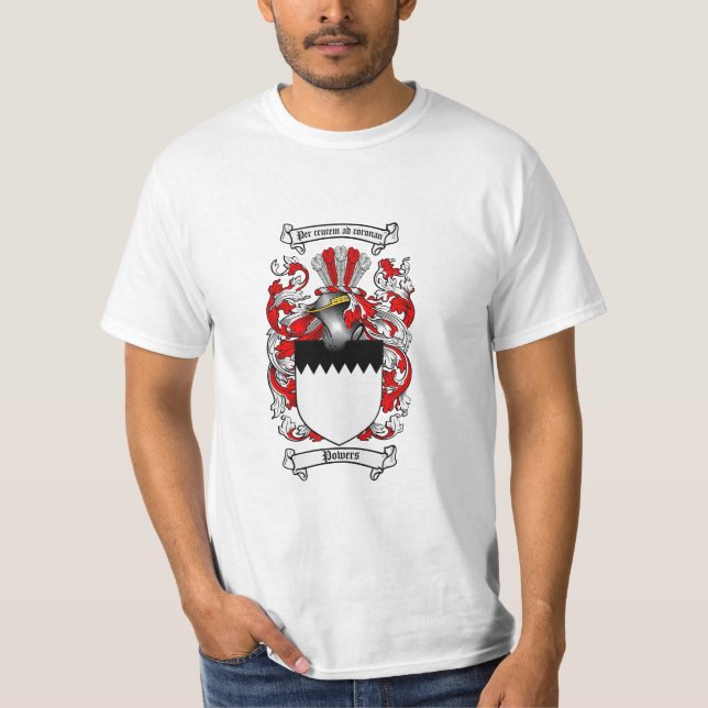 Powers Family Crest - Powers Coat of Arms T-Shirt (Front)