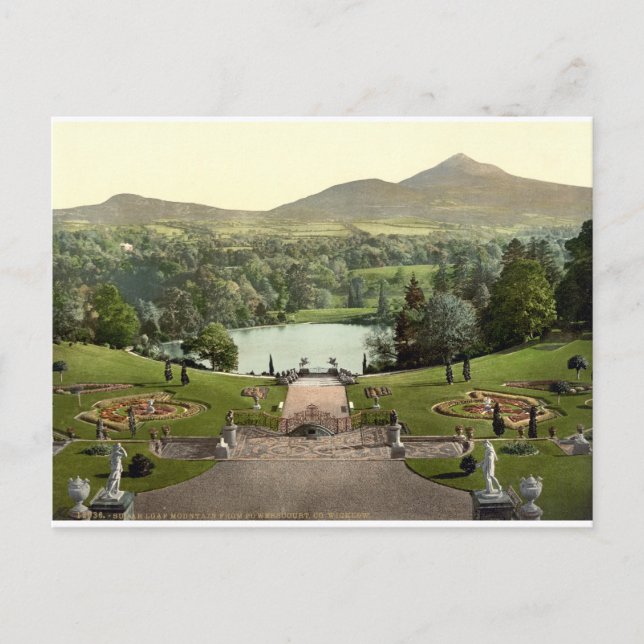 Powerscourt House Gardens c1900, Antique Ireland Postcard (Front)