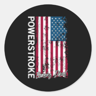 Powerstroke Burning Diesel American Flag Usa Classic Round Sticker