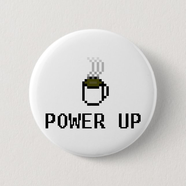 powerup 6 cm round badge (Front)