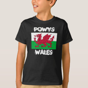 Powys, Wales with Welsh flag Kids T-Shirt