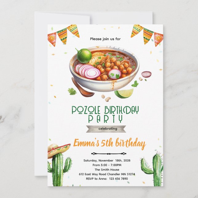 Pozole Birthday party Invitation (Front)
