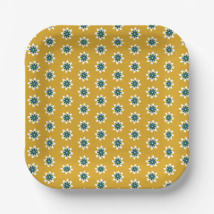 PP 338: Retro 70s Colour Flowers: 1 of 3 Paper Plate