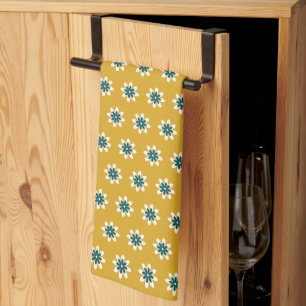 PP 338: Retro 70s Colour Flowers: 1 of 3 Tea Towel