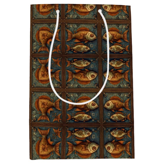 PP 572 Steampunk Fishes 3 of 3 Medium Gift Bag (Front)