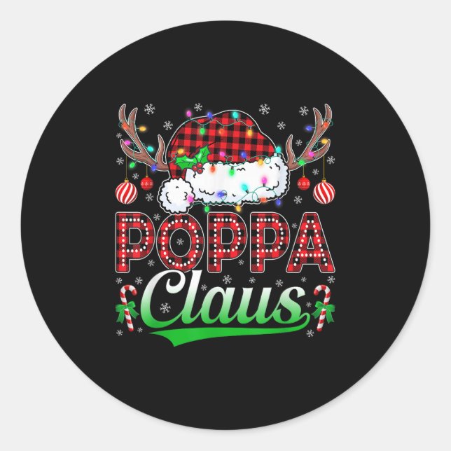 Ppa Claus Christmas Lights Matching Family Xmas Pa Classic Round Sticker (Front)