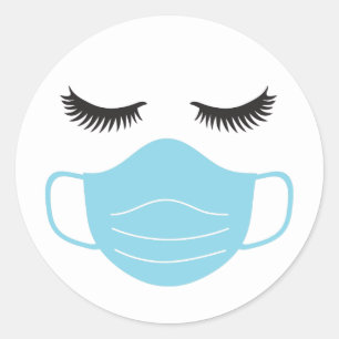 PPE Mask and Lashes Classic Round Sticker