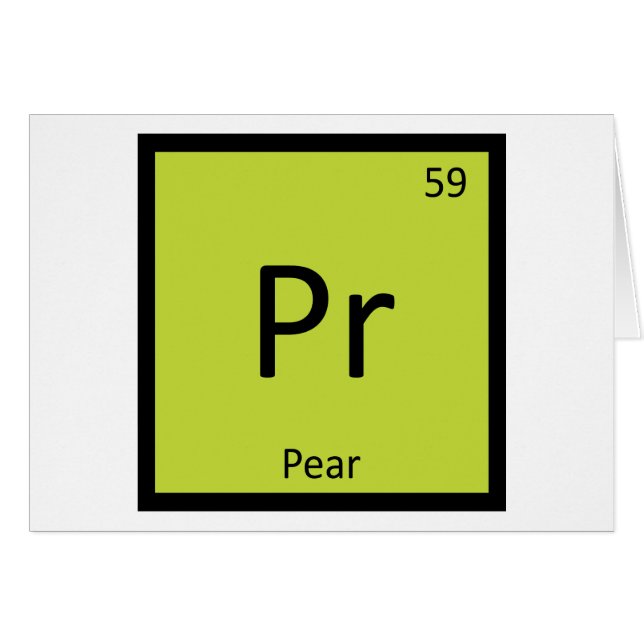 Pr - Pear Fruit Chemistry Periodic Table Symbol (Front Horizontal)
