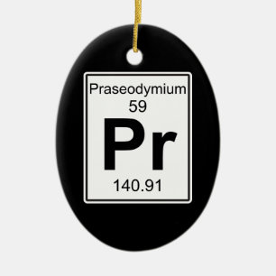 Pr - Praseodymium Ceramic Tree Decoration