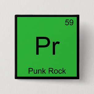 Pr - Punk Rock Funny Chemistry Element Symbol Tee 15 Cm Square Badge