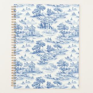 Practical Blue Toile de Jouy French Vintage design Planner