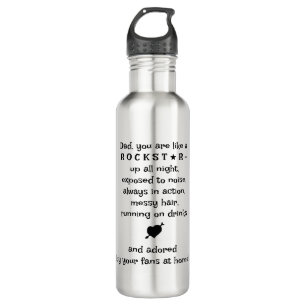 Practical Gift For Rockstar Dad, Custom 24oz 710 Ml Water Bottle
