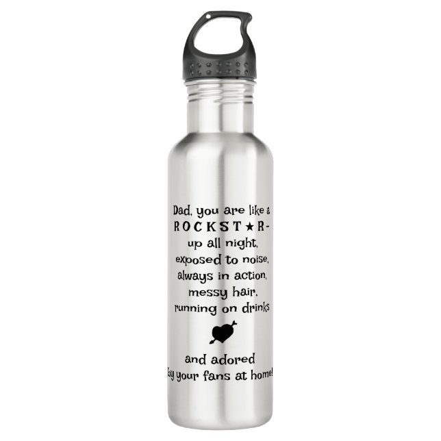Practical Gift For Rockstar Dad, Custom 24oz 710 Ml Water Bottle (Front)