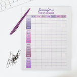 Practical Purple and Pink Weekly Schedule Planner Notepad<br><div class="desc">This customisable notepad is perfect for keeping your weekly schedule organised and on track. With its purple and pink colour shades and white grid lines, it’s both functional and stylish. The planner is divided into 7 columns, one for each day of the week, with time slots from 7:00 AM to...</div>