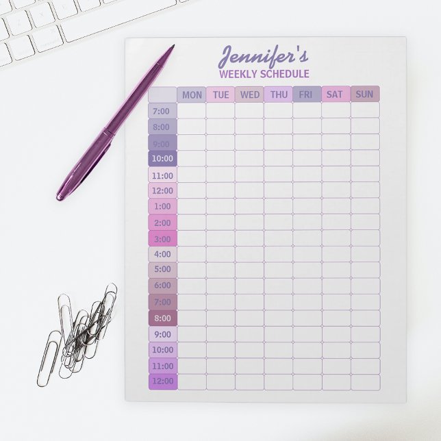 Practical Purple and Pink Weekly Schedule Planner Notepad (Creator Uploaded)