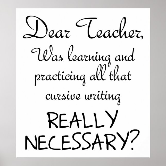 Practice Cursive Funny Poster (Front)