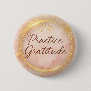 Practice Gratitude Watercolor Sunrise Spiritual 6 Cm Round Badge