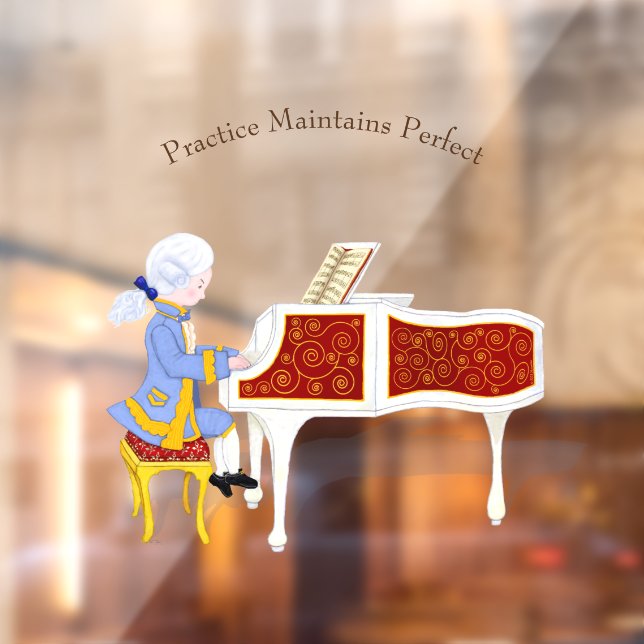 "Practice Maintains Perfect" Mozart Playing Piano (Sheet 2)