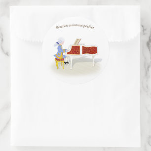 Practice Maintains Perfect Mozart Playing Piano Classic Round Sticker