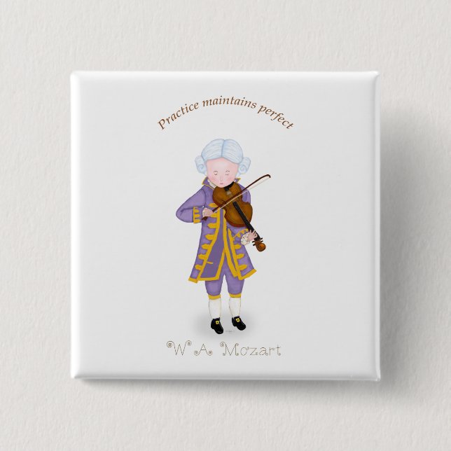 Practice Maintains Perfect (Violin) 15 Cm Square Badge (Front)