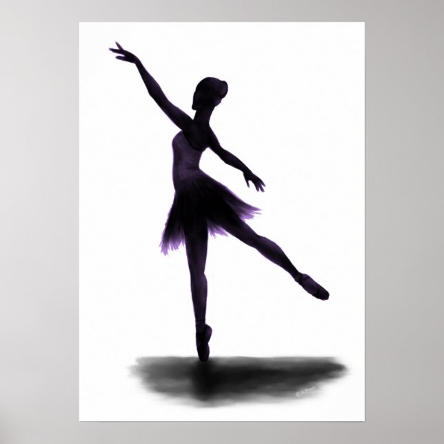 "Practice Makes Perfect" ballerina poster - purple (Front)