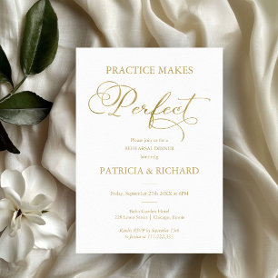 Practice Makes Perfect Gold Foil Rehearsal Dinner Invitation