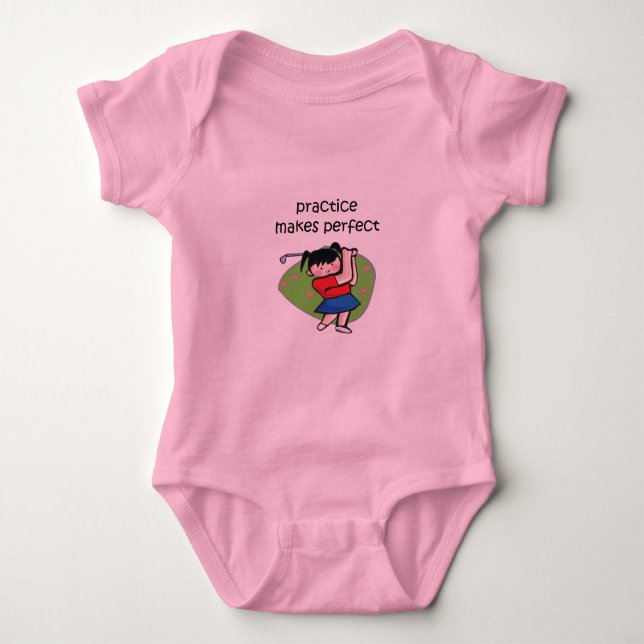 Practice Makes Perfect Golf Design Baby Bodysuit (Front)