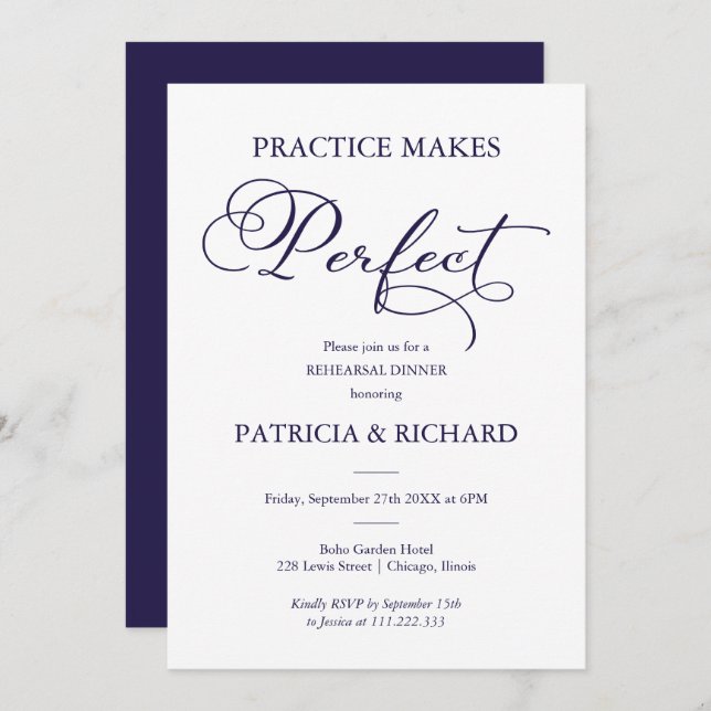 Practice Makes Perfect Rehearsal Dinner Invitation (Front/Back)