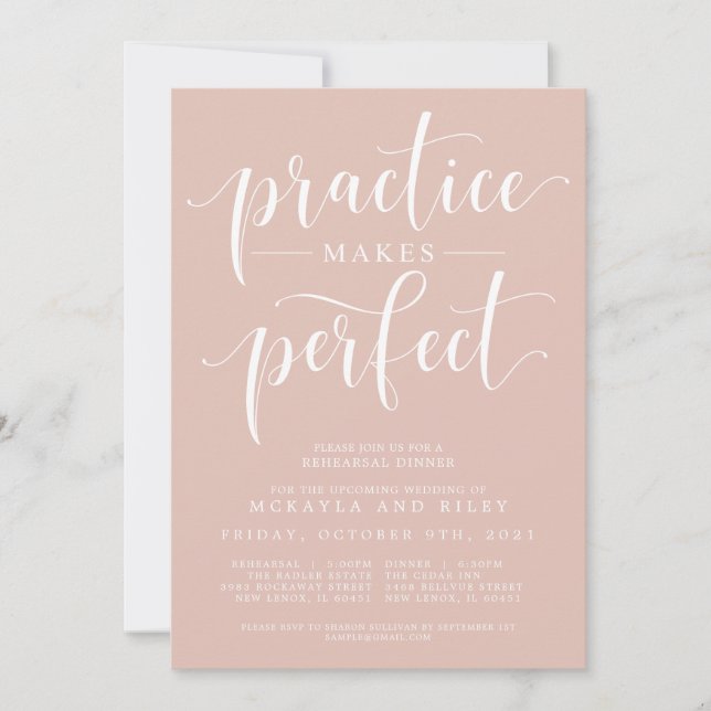 Practice Makes Perfect Wedding Rehearsal Dinner Invitation (Front)