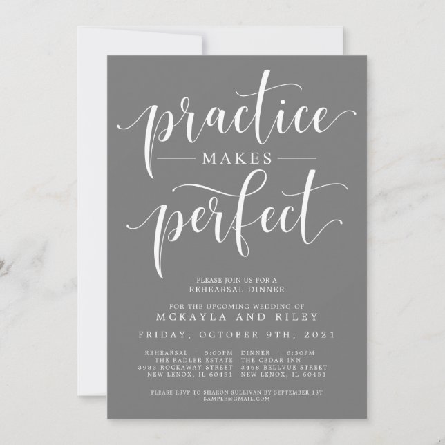 Practice Makes Perfect Wedding Rehearsal Dinner Invitation (Front)