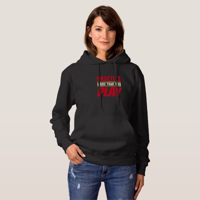 Practice More | Motivational Phrase Red Typography Hoodie (Front Full)