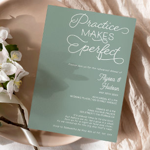 Practice perfect green wedding rehearsal dinner invitation