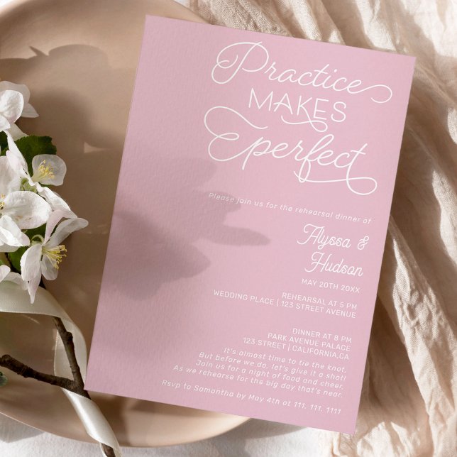 Practice perfect rose wedding rehearsal dinner invitation (Creator Uploaded)