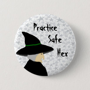 Practice Safe Hex Witch Button