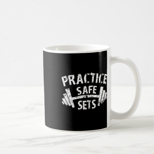Practice Safe Sets Funny Workout Gym Humour Tee We Coffee Mug (Right)