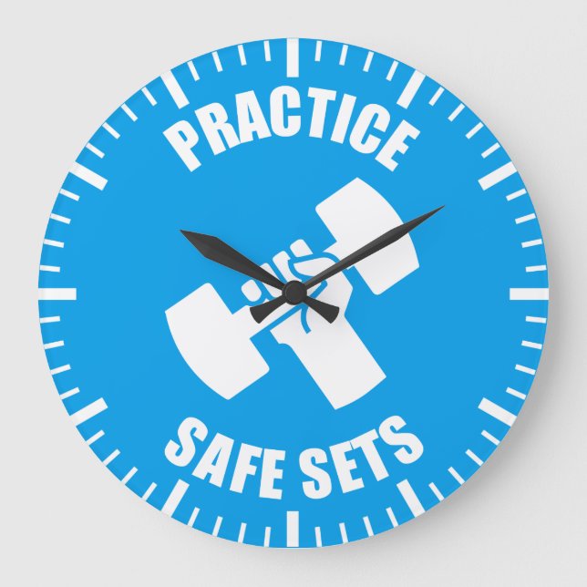 Practice Safe Sets - Gym Humour Large Clock (Front)