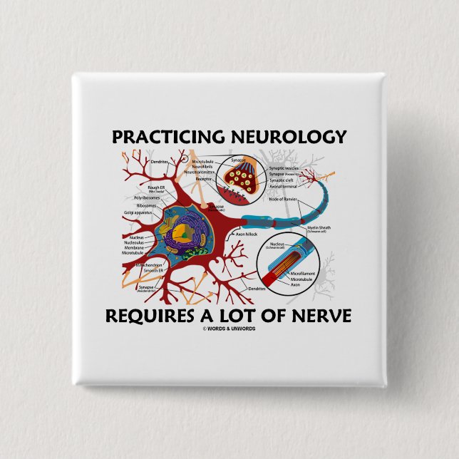 Practicing Neurology Requires A Lot Of Nerve 15 Cm Square Badge (Front)