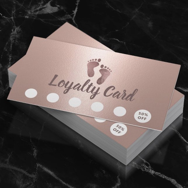 Practitioner Foot Massage Modern Rose Gold Loyalty Card (Creator Uploaded)