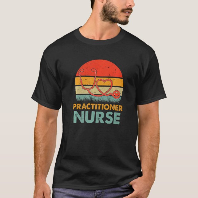 Practitioner Nurse Retro Love Heart Stethoscope Rn T-Shirt (Front)