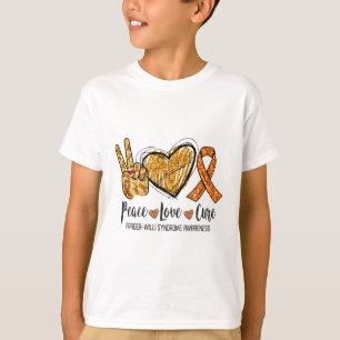 Prader-willi Syndrome Awareness Peace Love Cure Ri T-Shirt