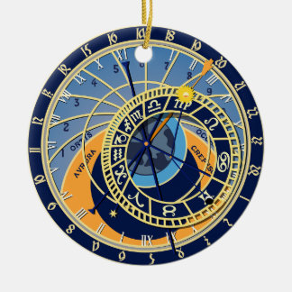 Prague Astrological Clock Ceramic Tree Decoration