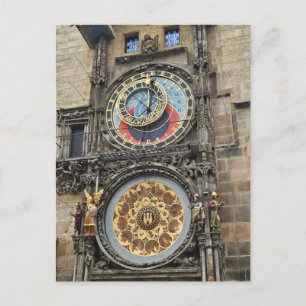 Prague Astronomical Clock close up view postcard