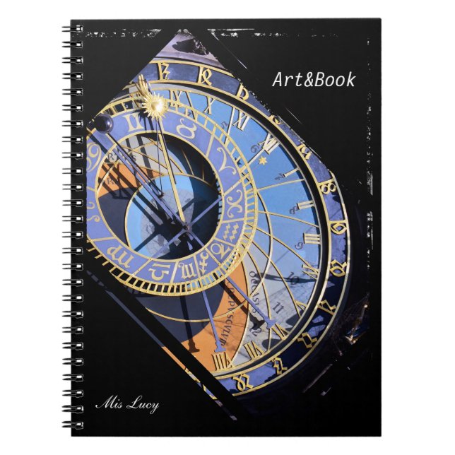 Prague, Astronomical Clock, Czech Art (Notebook) Spiral Notebook (Front)