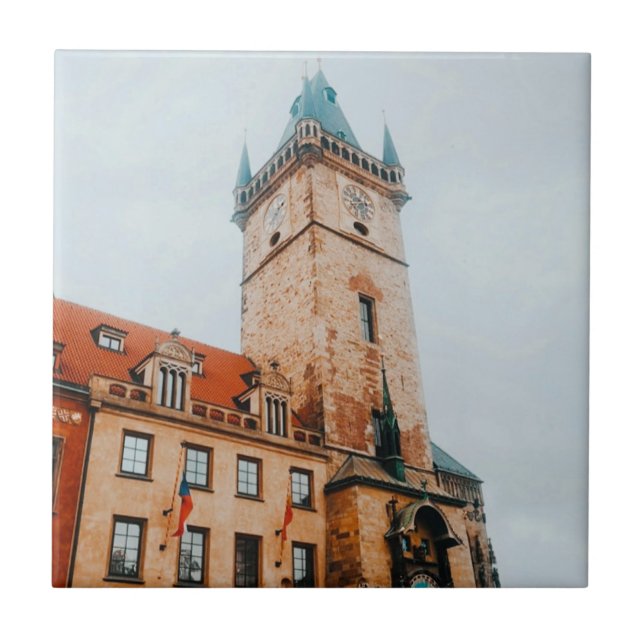 Prague Astronomical Clock, Old Town Square Czechia Tile (Front)