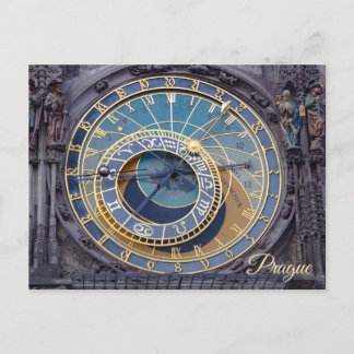 Prague astronomical clock postcard