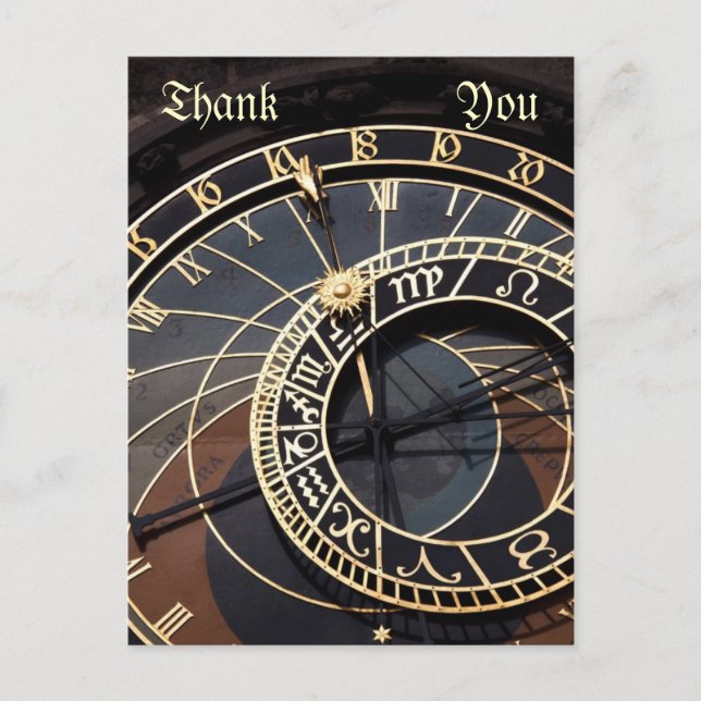 prague astronomical clock thank you postcard (Front)