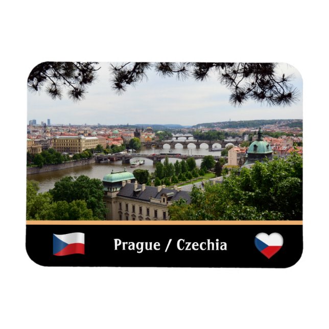 Prague Bridges & River Vltava /Czechia Magnet (Horizontal)