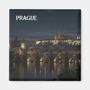 Prague Castle and charles Bridge Night Travel Magnet
